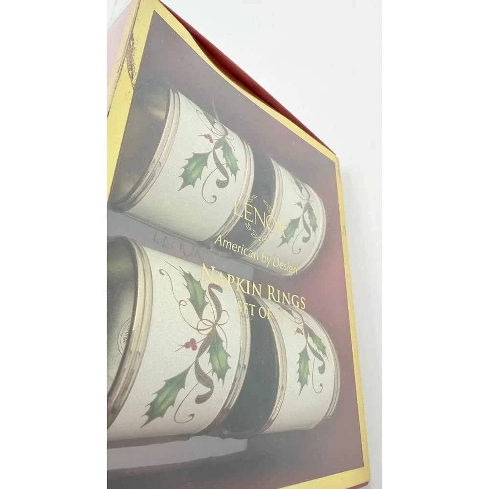 Lenox Nouveau Christmas Napkin Rings‎ Set of 4 Holly Berries NEW